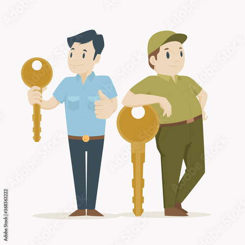 Flat design locksmith character