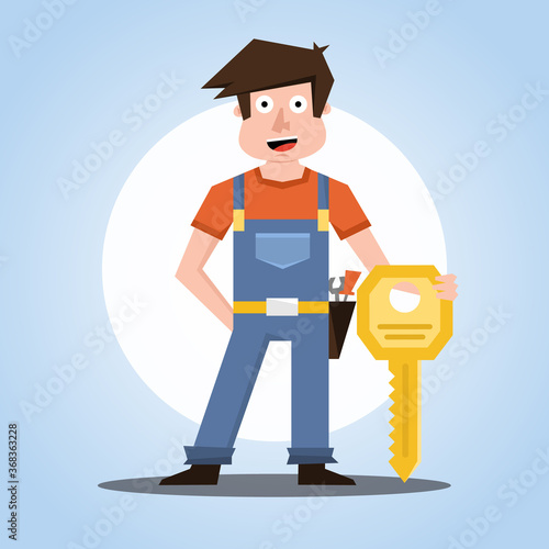 Flat design locksmith character