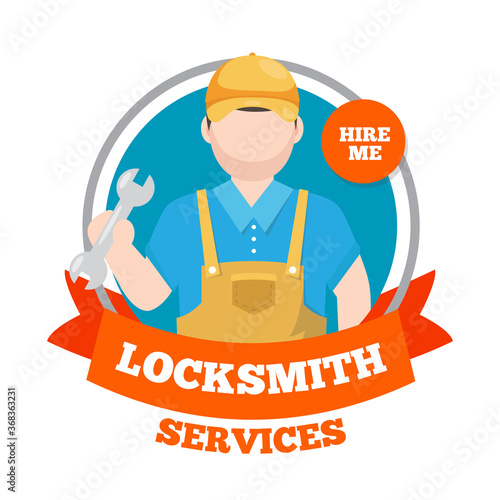 Flat design locksmith character