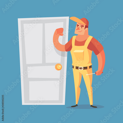Flat design locksmith character