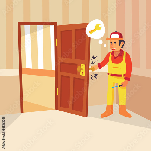 Flat design locksmith character