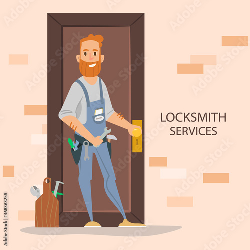 Flat design locksmith character