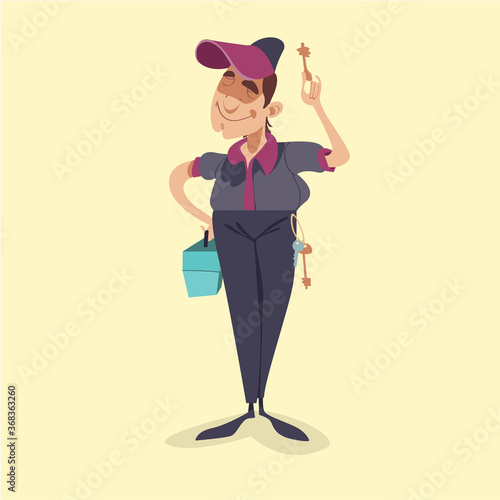 Flat design locksmith character