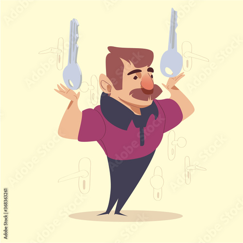 Flat design locksmith character