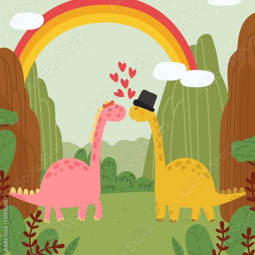 Valentines day background with animals in love