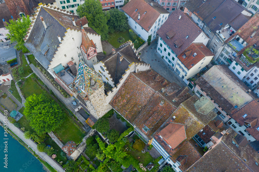 Obraz premium View of medieval town with tower