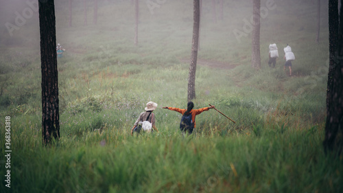 Trekking to see the natural scenery at Phu Soi Dao National Park, Uttaradit Province, Phitsanulok Province, Northern Thailand photo