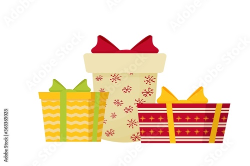 Composition from presents, editable and isolated on white background stock vector illustration. Bright colorful closed gifts, suprise for celebration in cartoon style.