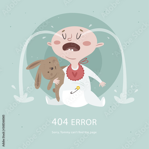 404 error concept with crying baby