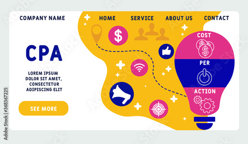 Vector website design template . CPA Cost Per Action. business concept. illustration for website banner, marketing materials, business presentation, online advertising. 
