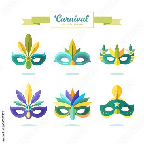 Flat carnival mask collection