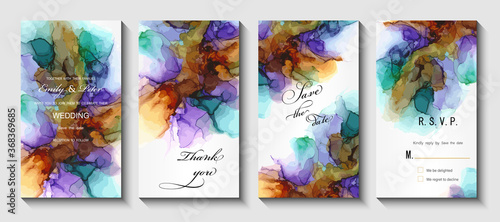Modern creative design,  background marble texture. Wedding invitation.  Alcohol ink. Vector illustration.