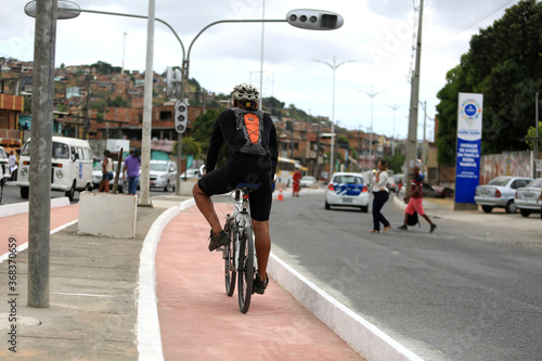 salvador, bahia / brazil - november 16, 2015: view of a bike path on Avenida Afranio Peixoto - Suburbana - in the city of Salvador. photo