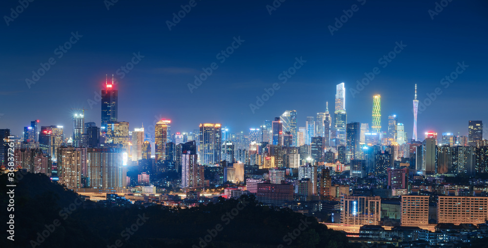Guangzhou skyline from Baiyun moutain top Guangzhou skyline from Baiyun moutain top