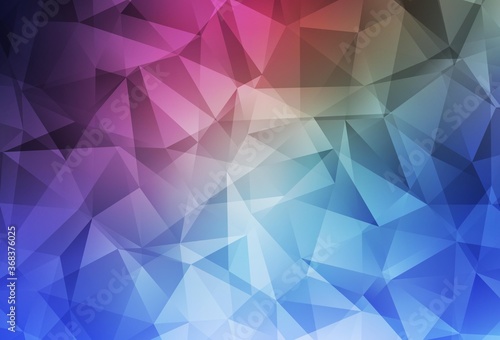 Dark Pink  Blue vector polygon abstract layout.