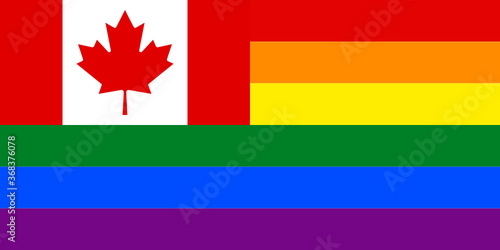 flag of canada with rainbow flag. proportion 1:2
