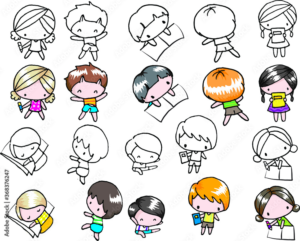 vector cartoon boys and girls set vector cartoon boys and girls set