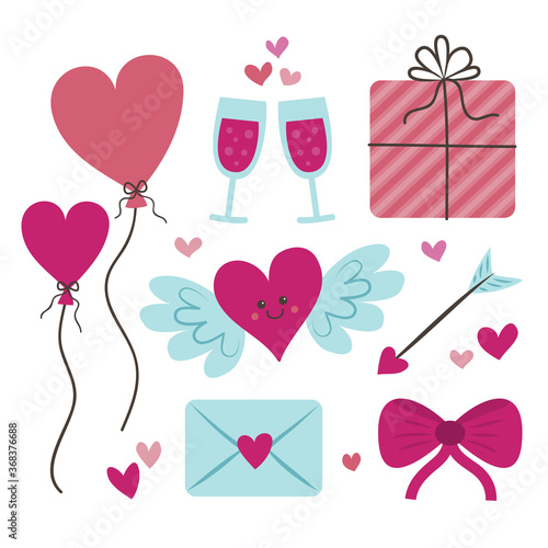 Φωτογραφία Flat valentine's day element collection