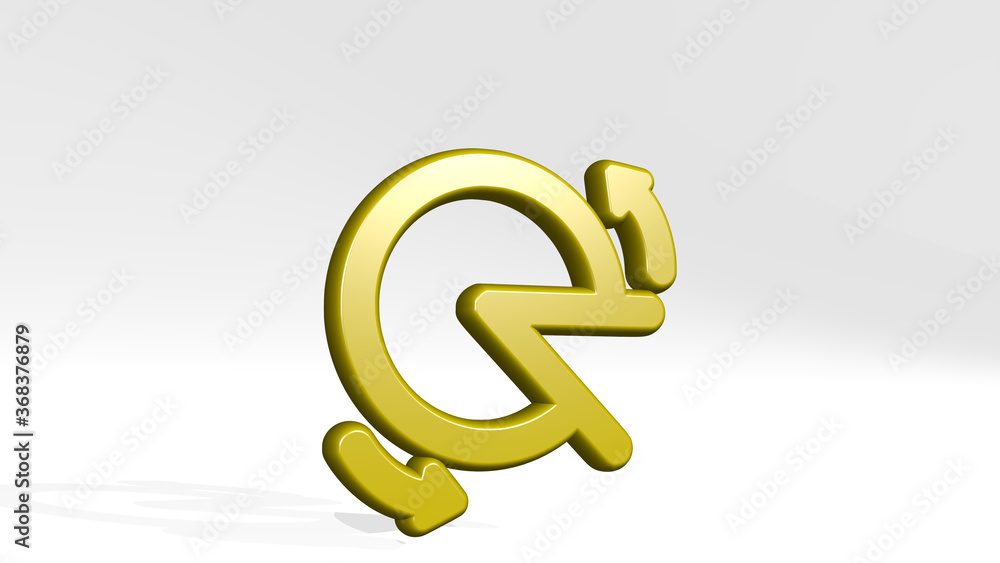 transform shrink stand with shadow. 3D illustration of metallic sculpture over a white background with mild texture. change and business transform shrink stand with shadow. 3D illustration of metallic sculpture over a white background with mild texture. change and business