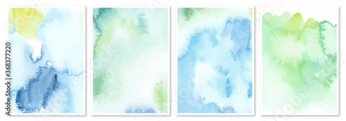 ベクター,水彩の青いグラデーション背景のセット