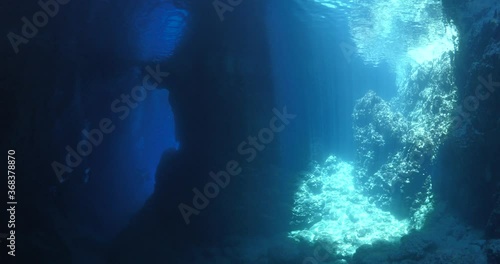 Wallpaper Mural sun rays sun beams and sun shine underwater in cave beautiful light scenery in ocean scuba divers to see Torontodigital.ca