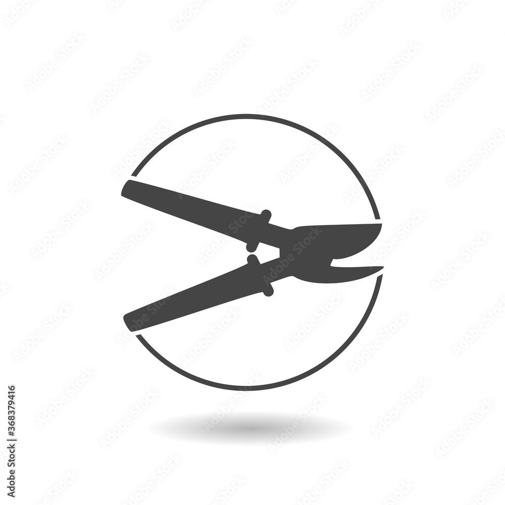 Pruning shears icon with shadow Pruning shears icon with shadow