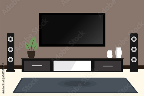 illustration of the living room, a room to relax watching television at home