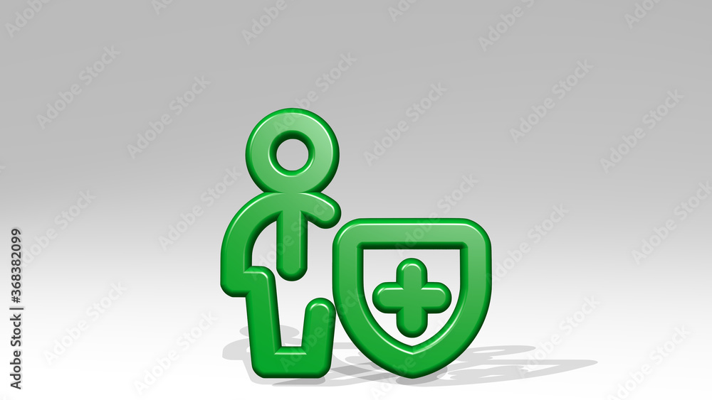 SINGLE MAN ACTIONS SHIELD from a perspective with the shadow. A thick sculpture made of metallic materials of 3D rendering. illustration and background SINGLE MAN ACTIONS SHIELD from a perspective with the shadow. A thick sculpture made of metallic materials of 3D rendering. illustration and background