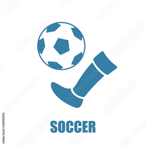 Kicking a soccer ball. Colored icon.