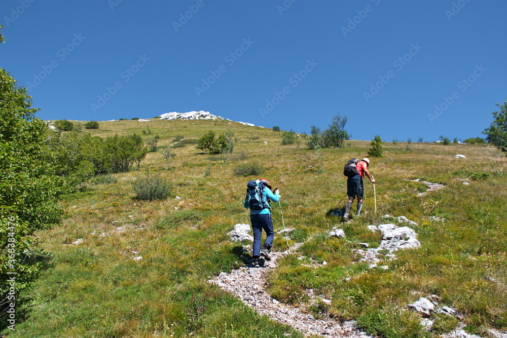 Senior couple hiking in Velebit mountain, Croatia