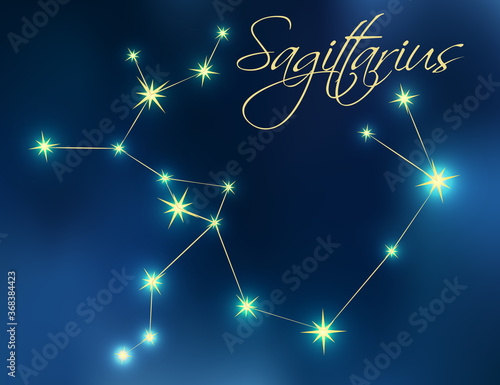 Sagittarius constellation astrology vector illustration.