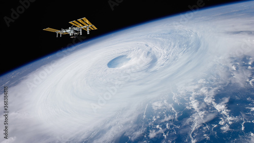 Giant hurricane seen from the space" Elements of this image furnished by NASA" 