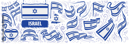 Vector set of the national flag of Israel in various creative designs