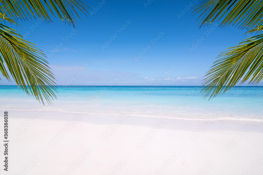 White beach and blue sea Summer background for product placement. White beach and blue sea Summer background for product placement.