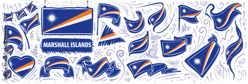 Vector set of the national flag of Marshall Islands in various creative designs
