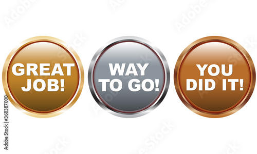Set of metallic buttons