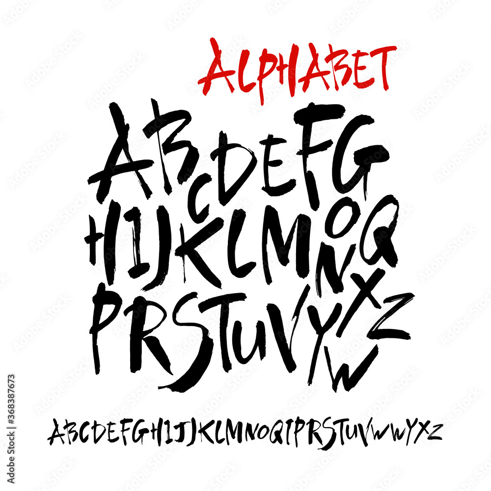Vector Acrylic Brush Style Hand Drawn Alphabet Font. Calligraphy alphabet on a white background Vector Acrylic Brush Style Hand Drawn Alphabet Font. Calligraphy alphabet on a white background