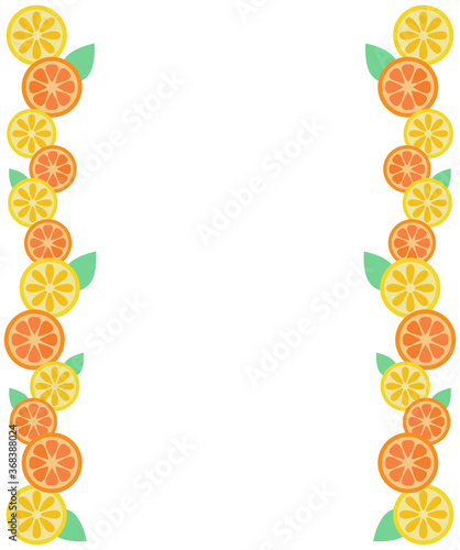 オレンジとレモンのスライスされた飾り枠
