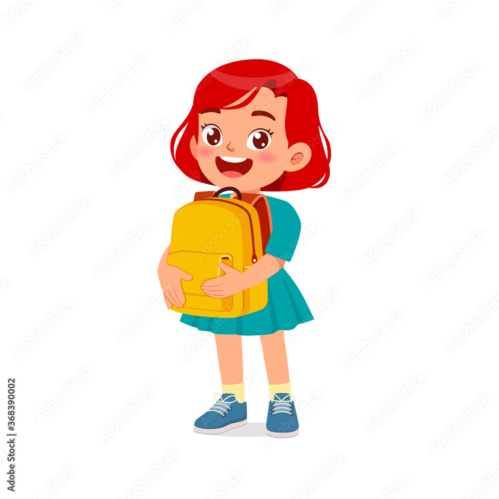 happy cute kid little boy girl ready to back to school