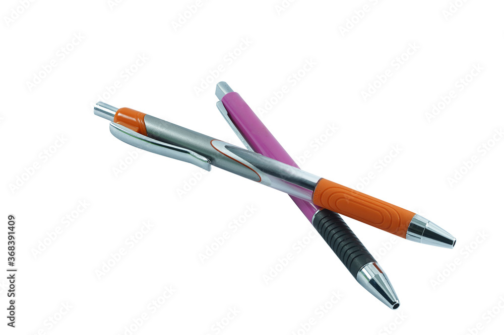 Pen Isolated on White Background  with copy space and clipping path. There are many colors to choose from, such as , yellow, black, pink, red, white, blue, purple and green.