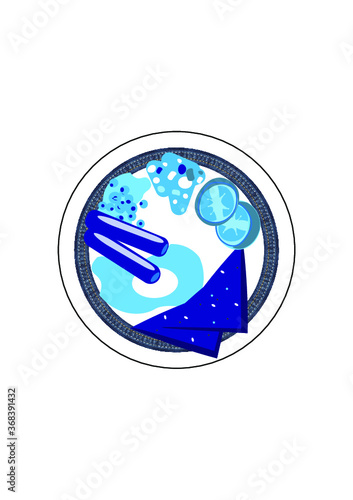 Water - a plate of traditional English breakfast made from water to promote intermittent fasting and water dieting.