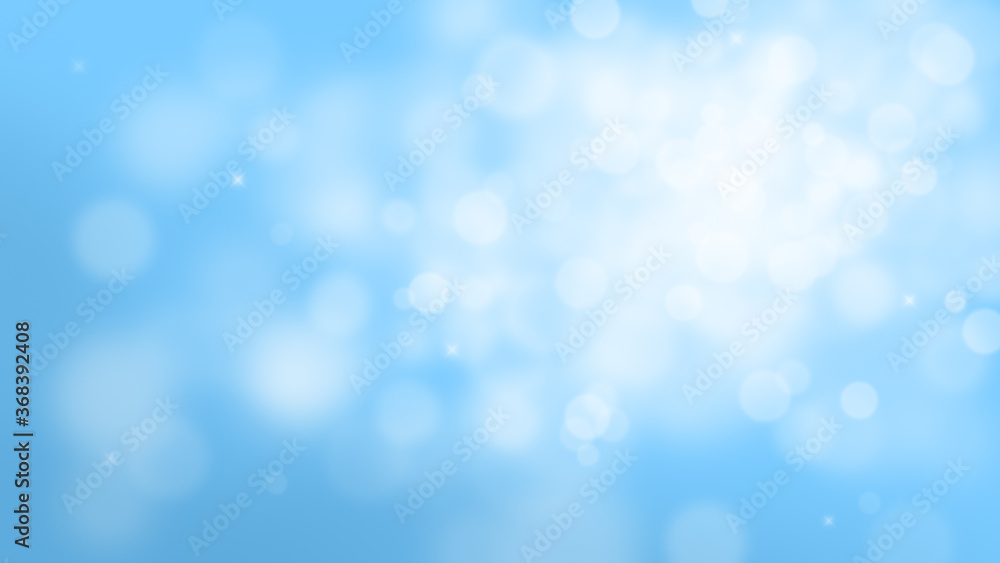 Soft and blurred bright blue sky with bokeh lights. Abstract background with copy space in 4k resolution.