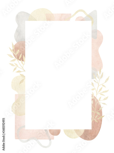 Watercolor creative minimalist hand painted frame isolated on white background. Abstract modern print, logo, for invitation, postcard or brochure cover design. Aesthetic trendy illustration