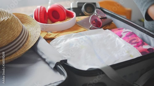 Tourists are packing luggage for travel.concept tourism planning and new normal travel