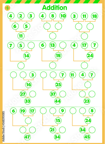 assignment sheets for children. perform addition write in the empty cells