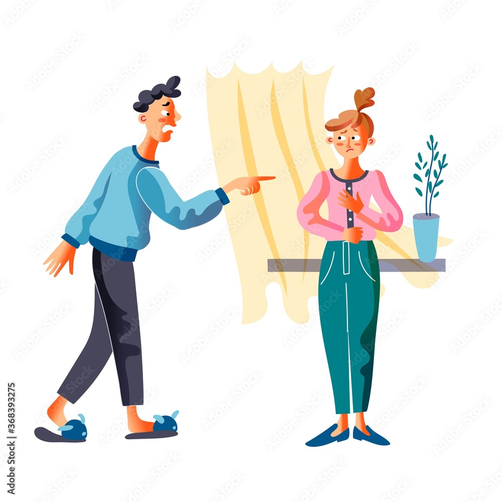 Man shouting on woman characters quarreling vector Man shouting on woman characters quarreling vector