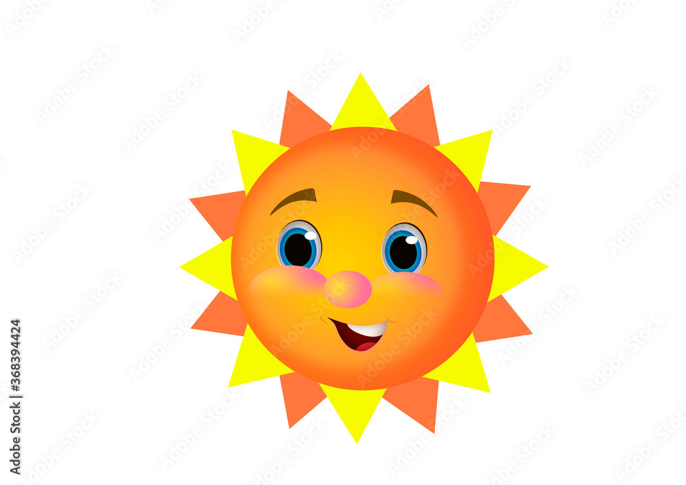 Smiling sun on white background