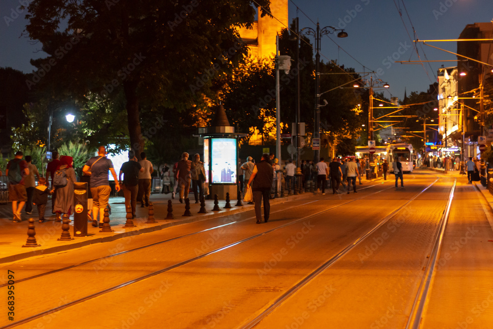Fototapeta premium Istabul tram way and humans.