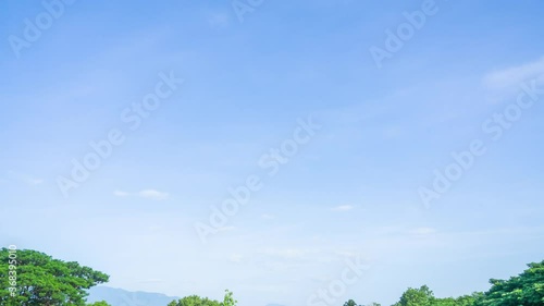 wipe clouds in blue sky, daytime sky in summer day, skycaps time-lapse footage. photo