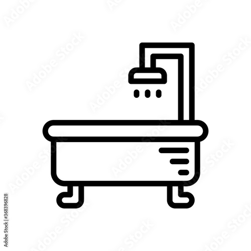 line style icon of ceramic bathtub shower. vector illustration for graphic design, website, UI isolated on white background. EPS 10